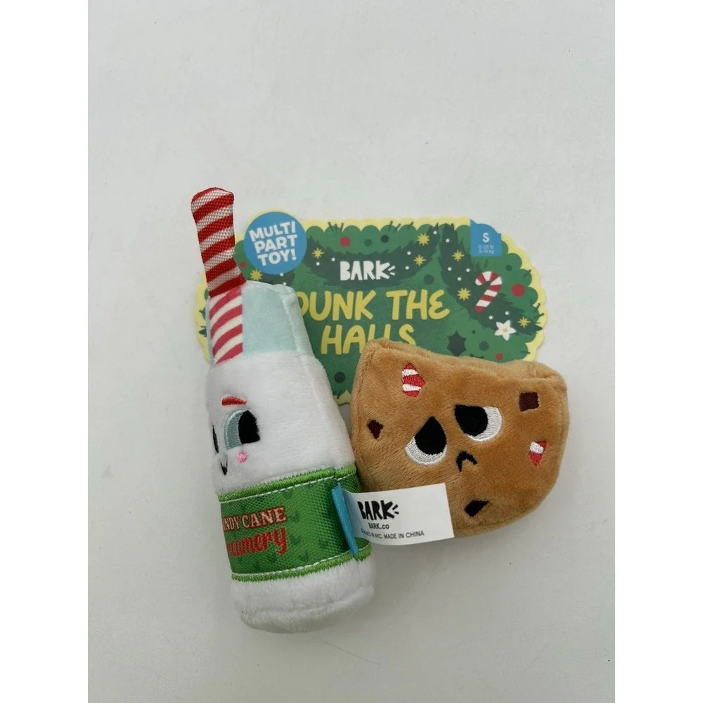 Bark Box Lot Of 4 Small Dog Toys Cursed Caramutt Apple Dunk The Halls  New